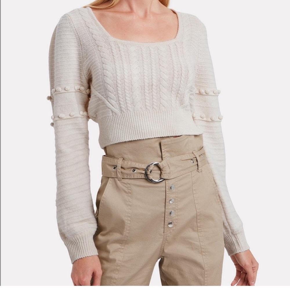 Jonathan Simkhai Cropped Long Sleeve Wool Sweater - Size Small